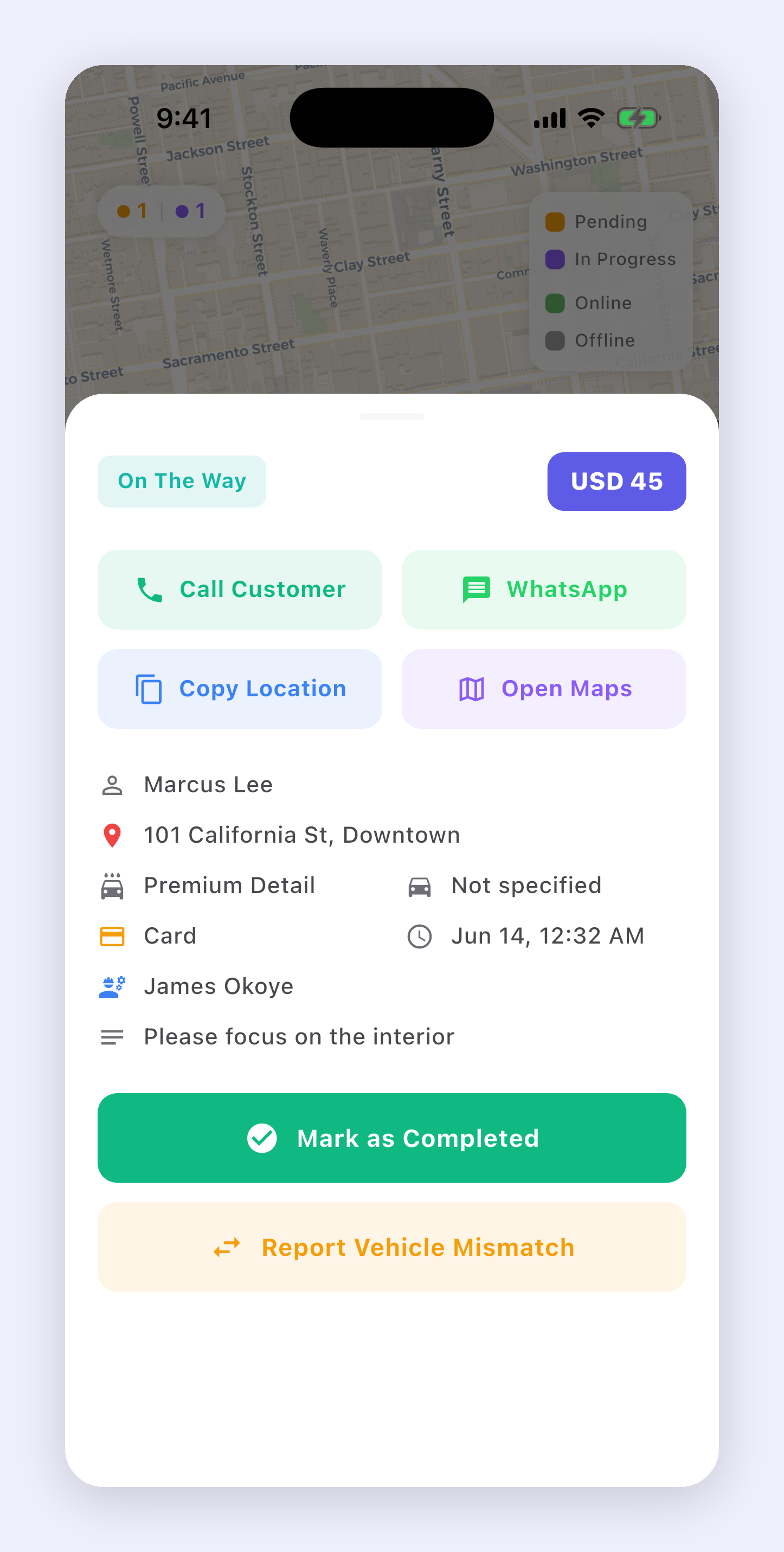 Manager order detail screen